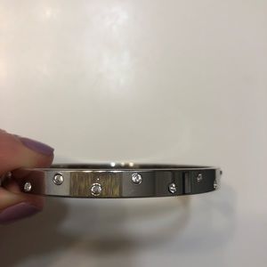 Silver and rhinestone bangle bracelet
